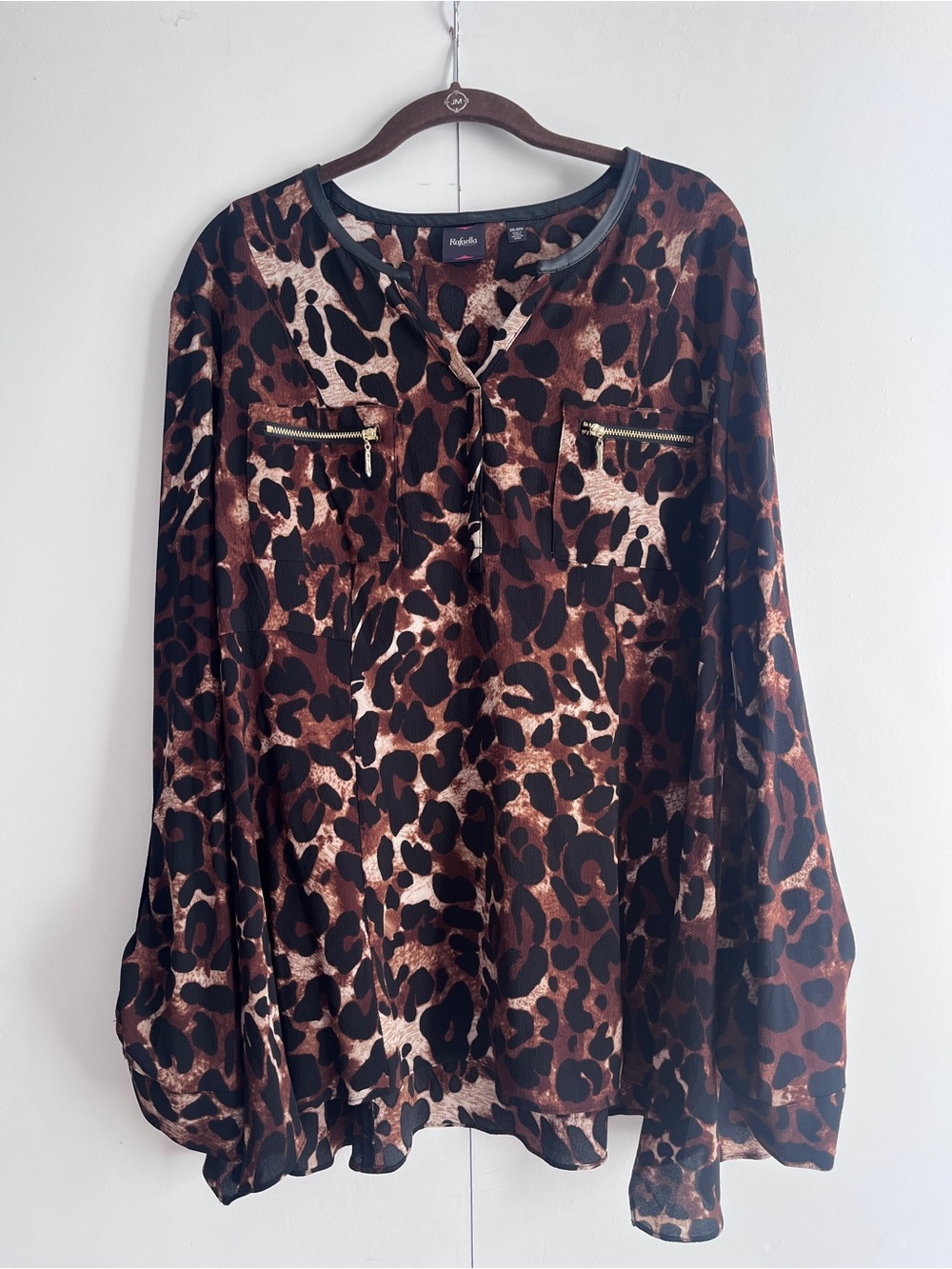 Rafaella Brown & Black Leopard Print Long Sleeve Blouse